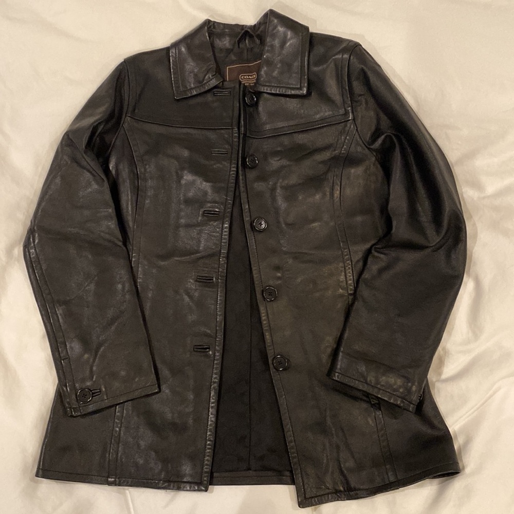 Vintage Coach black 100% leather coat